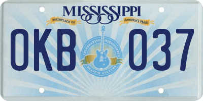 MS license plate OKB037