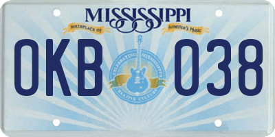 MS license plate OKB038