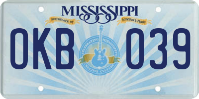 MS license plate OKB039