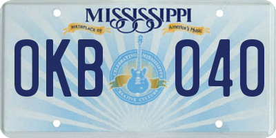 MS license plate OKB040