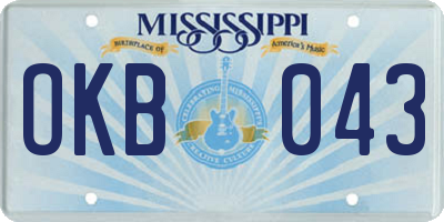 MS license plate OKB043