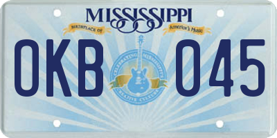 MS license plate OKB045