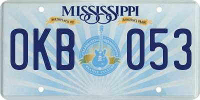MS license plate OKB053