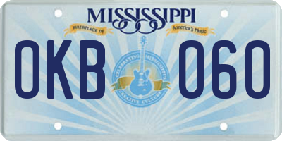 MS license plate OKB060
