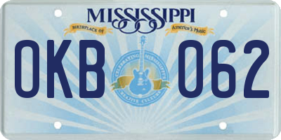 MS license plate OKB062