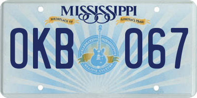 MS license plate OKB067