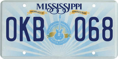 MS license plate OKB068