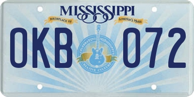 MS license plate OKB072