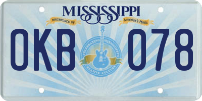 MS license plate OKB078