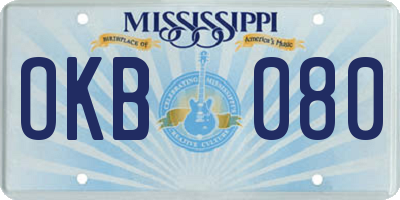 MS license plate OKB080