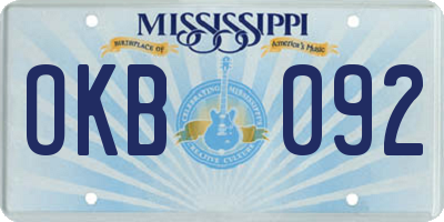 MS license plate OKB092