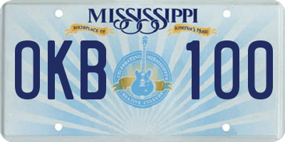 MS license plate OKB100
