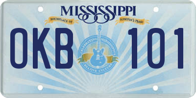 MS license plate OKB101
