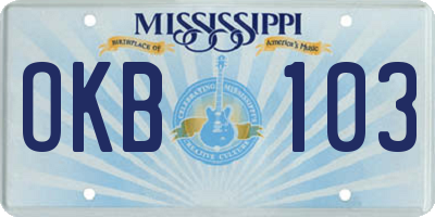 MS license plate OKB103