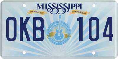 MS license plate OKB104