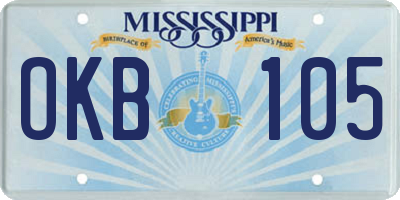 MS license plate OKB105