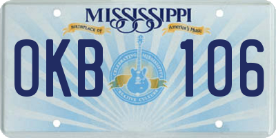 MS license plate OKB106