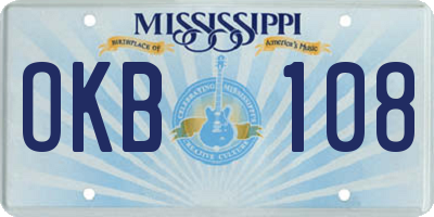 MS license plate OKB108