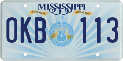 MS license plate OKB113