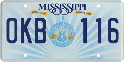 MS license plate OKB116