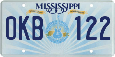 MS license plate OKB122