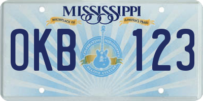 MS license plate OKB123