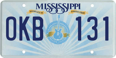 MS license plate OKB131
