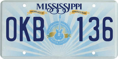 MS license plate OKB136