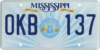MS license plate OKB137