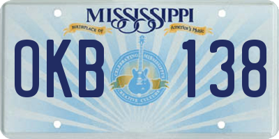 MS license plate OKB138
