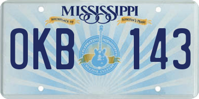 MS license plate OKB143