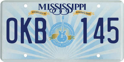 MS license plate OKB145
