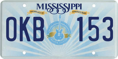 MS license plate OKB153