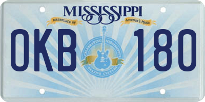 MS license plate OKB180