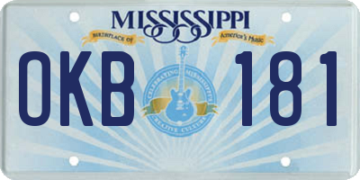 MS license plate OKB181