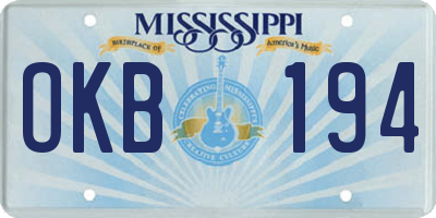 MS license plate OKB194