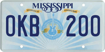 MS license plate OKB200