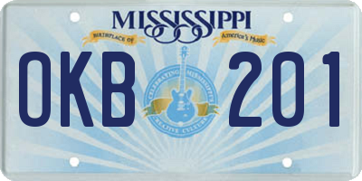 MS license plate OKB201