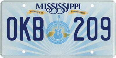 MS license plate OKB209