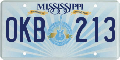 MS license plate OKB213