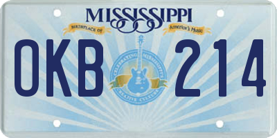 MS license plate OKB214