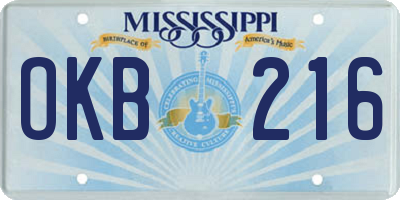 MS license plate OKB216