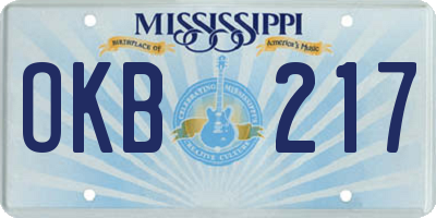 MS license plate OKB217
