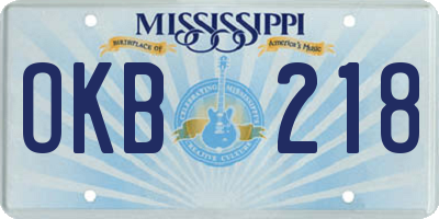 MS license plate OKB218