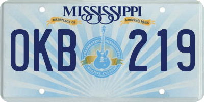 MS license plate OKB219