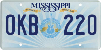 MS license plate OKB220