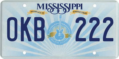 MS license plate OKB222