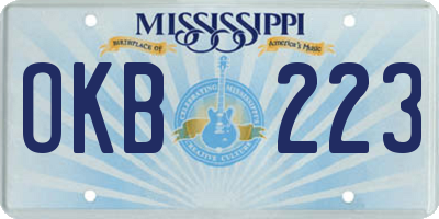 MS license plate OKB223