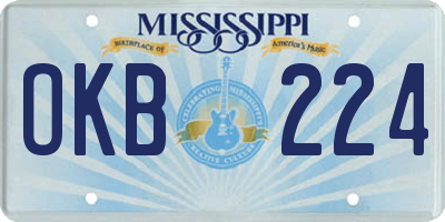 MS license plate OKB224