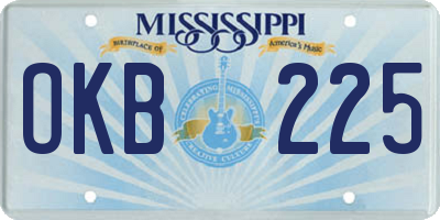 MS license plate OKB225
